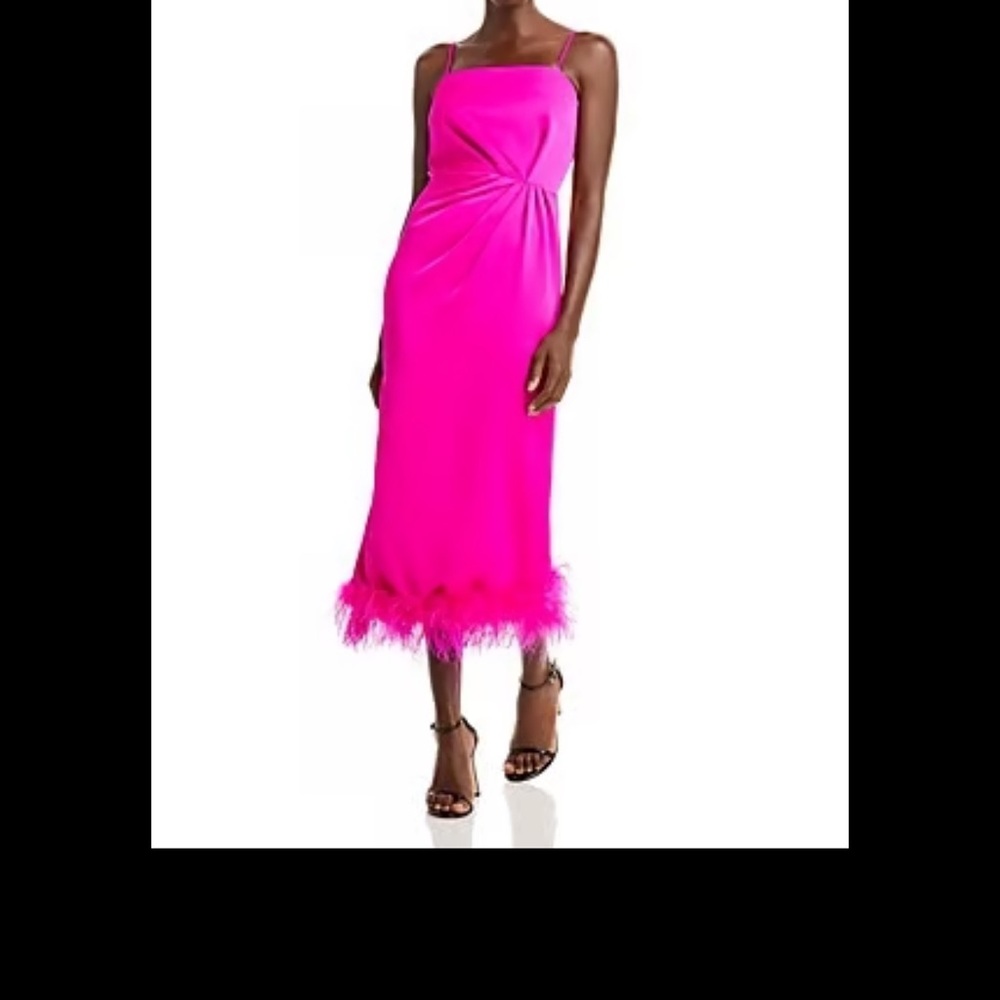 Lucy Paris Strapless Hot Pink Feather Dress